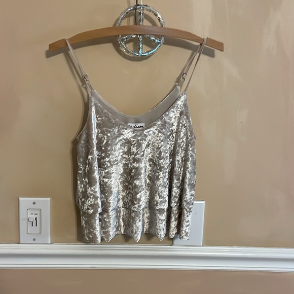 Madison & Berkeley Tops - Madison and Berkeley creamy tan crushed velvet  Crop Camisole